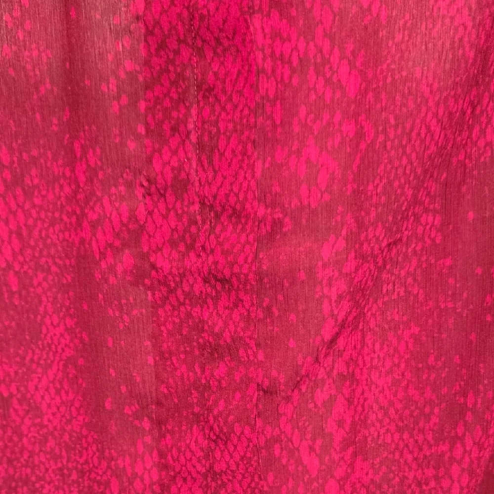 Chico's Vibrant Pink Snakeskin Pattern Sheer Blouse With Ruffles Size 12=Chicos2